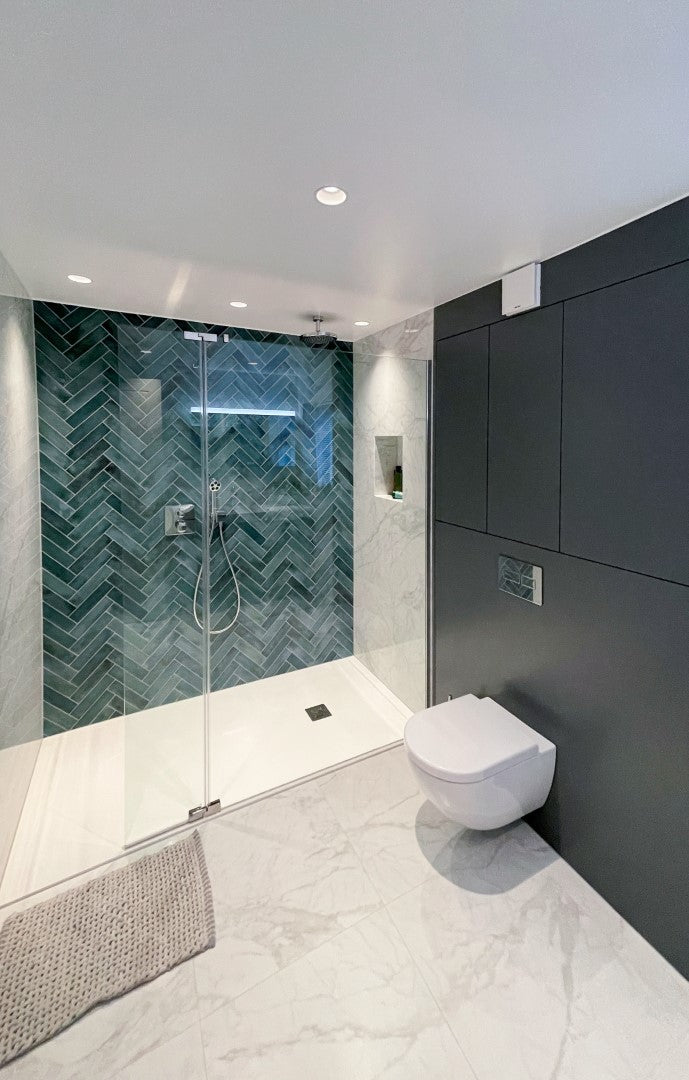 Palladio Carrara and Tribeca Jade - Wetroom by Len Developments