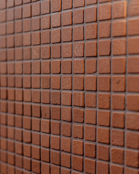 Galestra Mosaic Handmade Terracotta Tumbled Large Square Mesh Backed 27x27mm