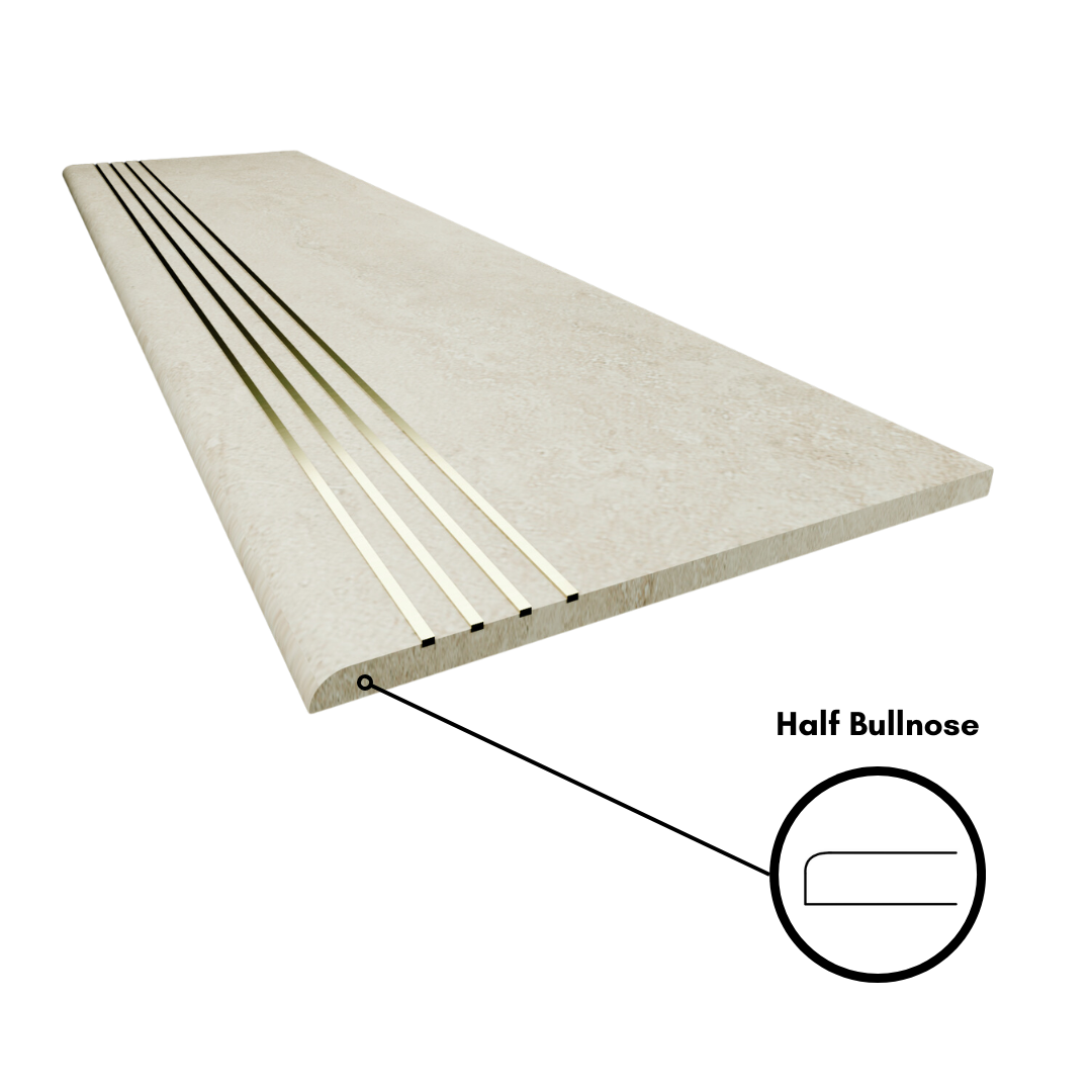 Bespoke Tile Step Fabrication - Half Bullnose