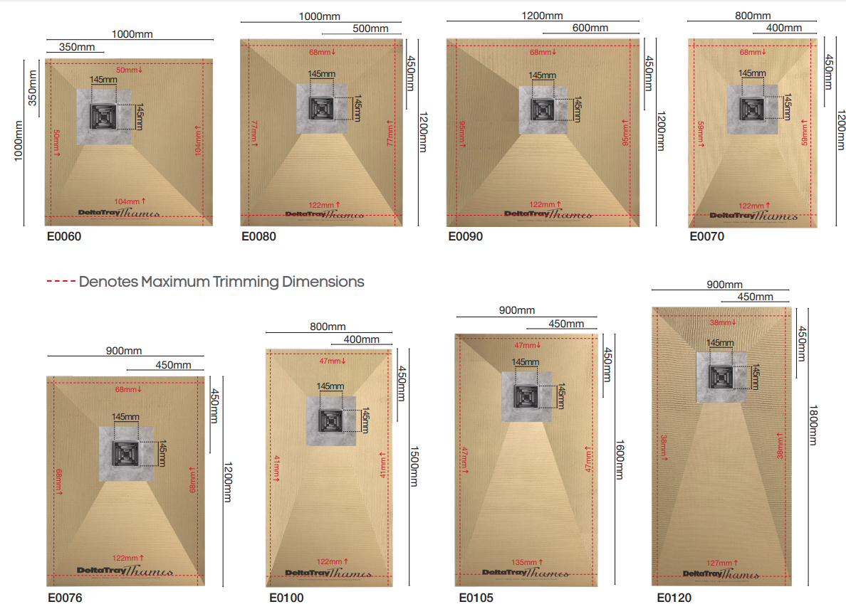 Delta Tray Thames Offset Drain for Square Grate (22-27mm)