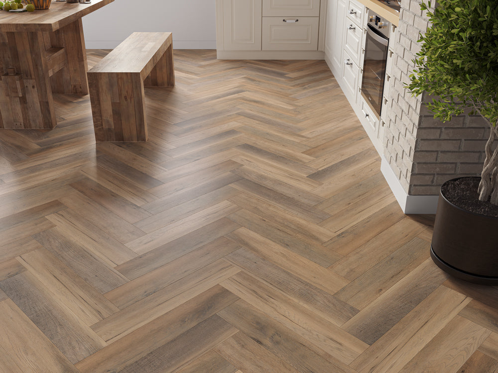 Benmore Golden Brown Oak Herringbone 6.5/0.5mm Click SPC