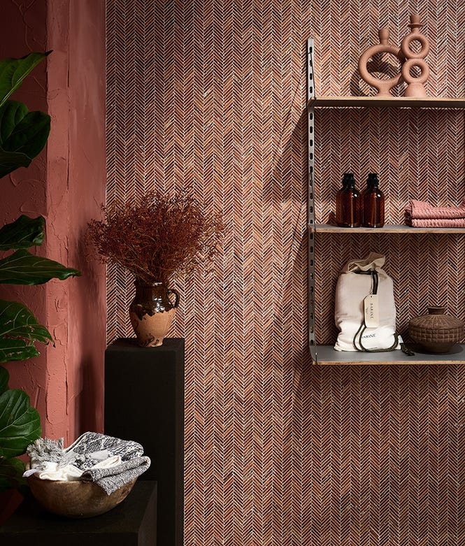 Athens Rosso Travertine Tumbled Finish