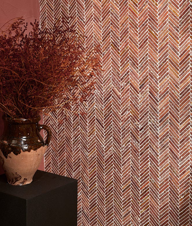 Athens Rosso Travertine Tumbled Finish