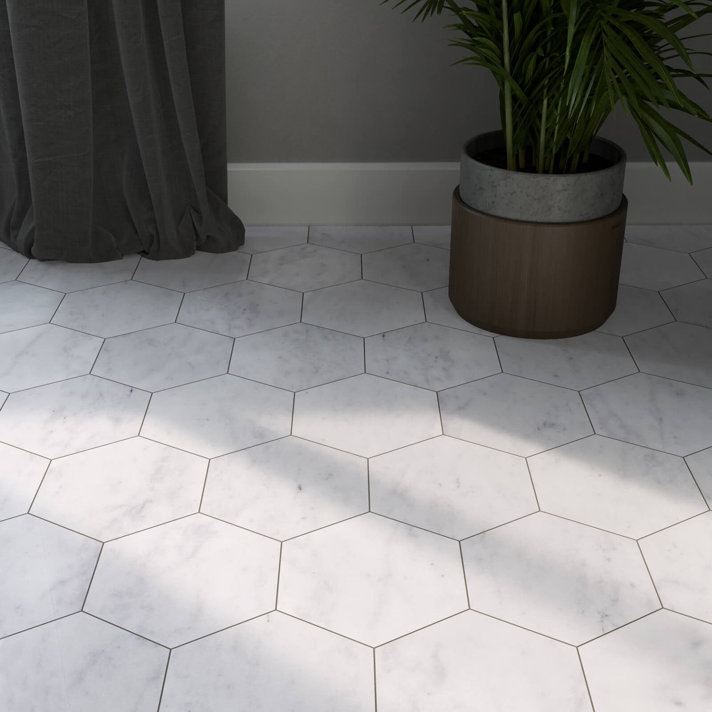 Carrara White Honed Marble Hexagon
