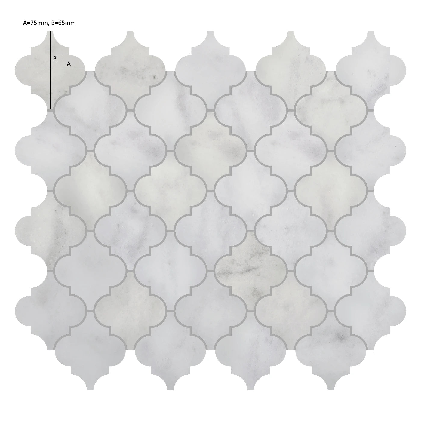 Carrara White Honed Marble Mosaic Arabesque