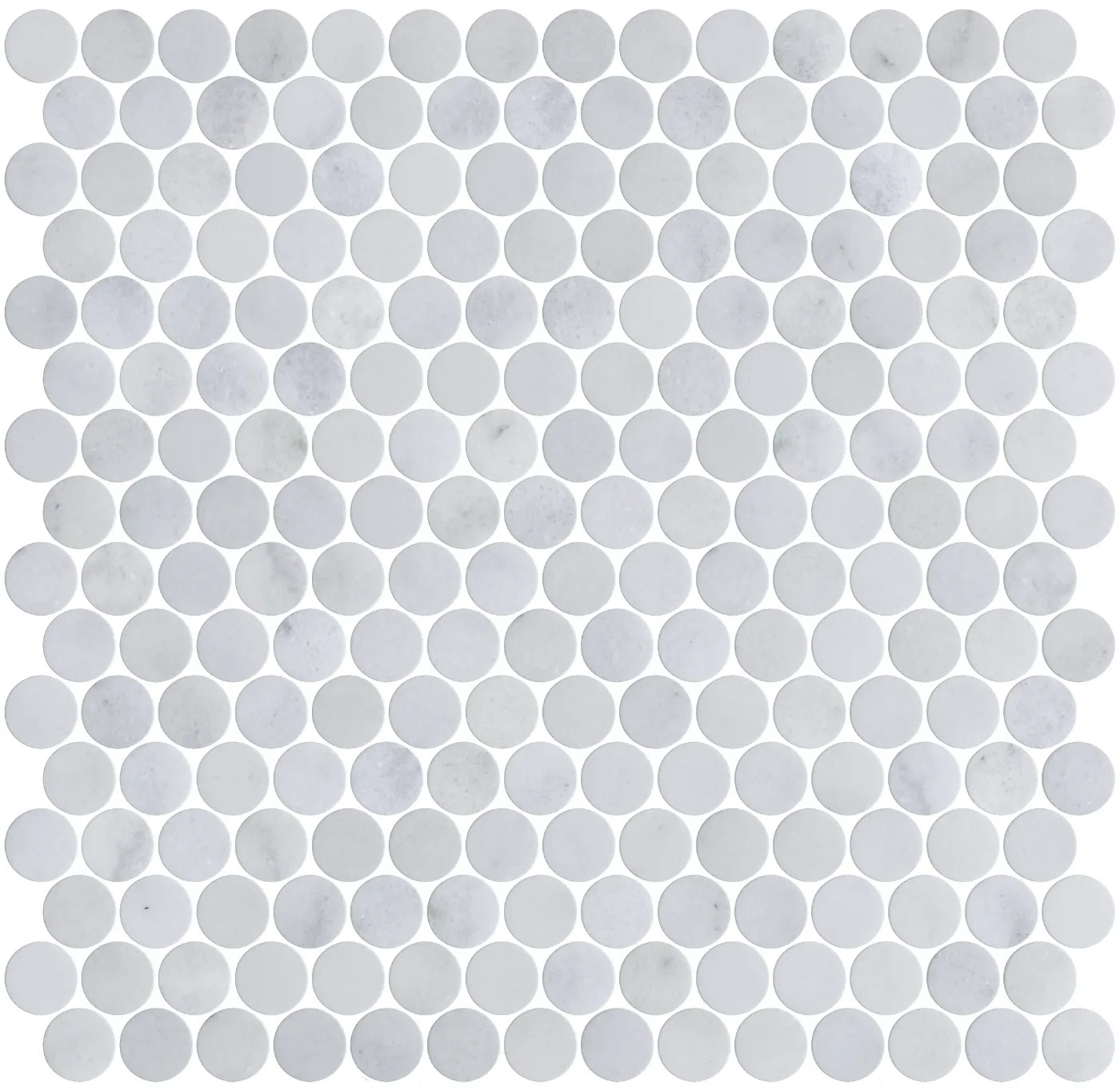 Carrara White Honed Marble Penny Mosaic