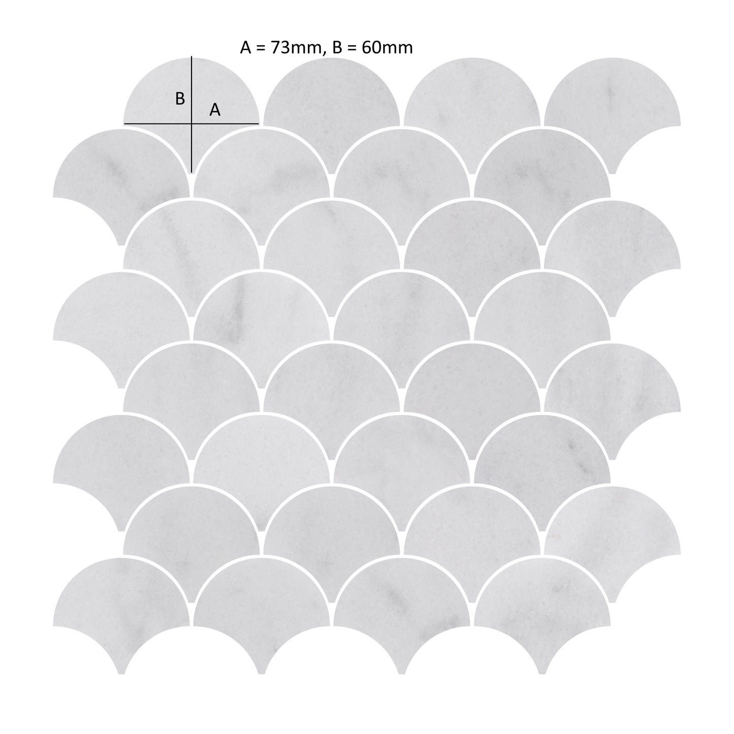 Carrara White Honed Marble Mosaic Scallop Shell