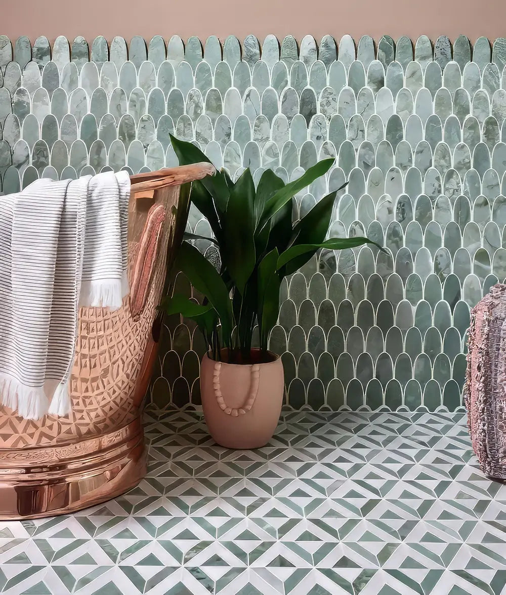 East Java Hummingbird Marble Plume Mosaic Honed Finish