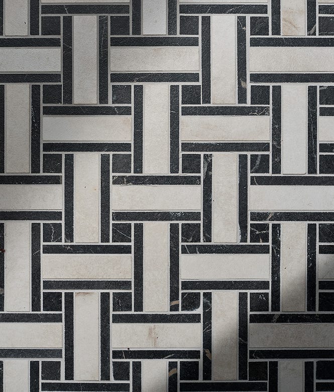 East Village Porcelain Basketweave Mosaic Bianco