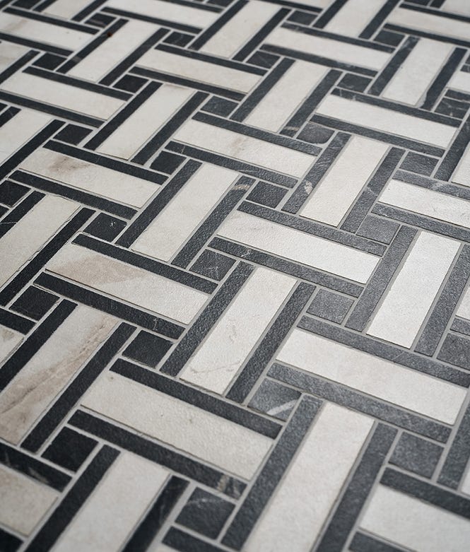 East Village Porcelain Basketweave Mosaic Bianco