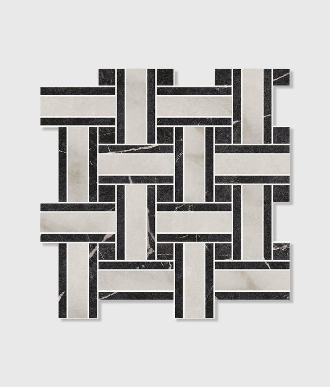 East Village Porcelain Basketweave Mosaic Bianco