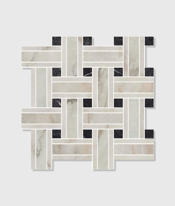 East Village Porcelain Basketweave Mosaic Oro