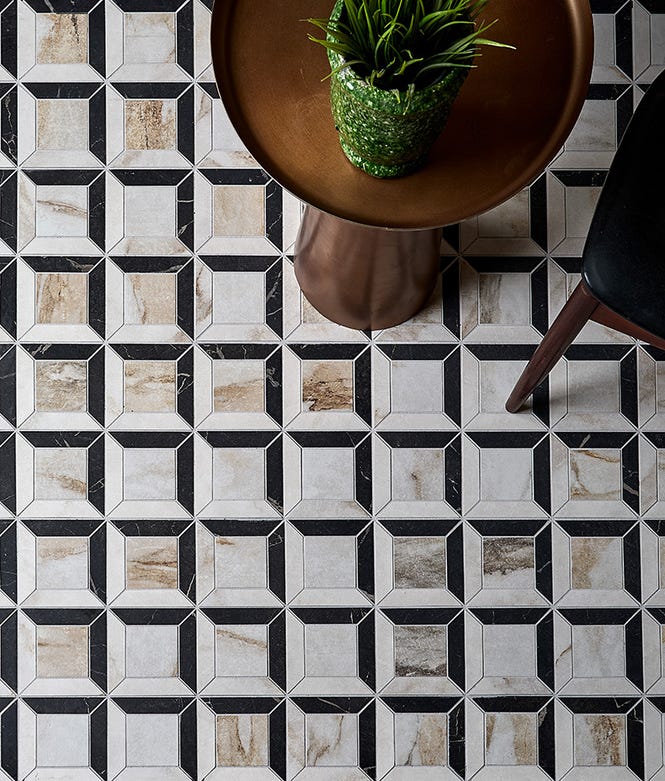East Village Porcelain Quadrant Mosaic Oro