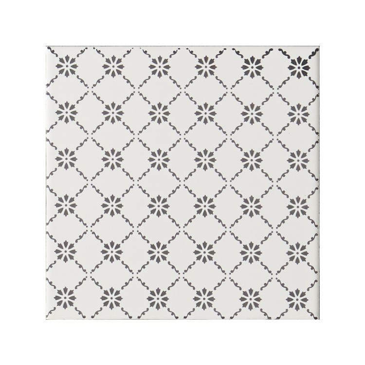 Floral Trellis Grey on Brilliant White