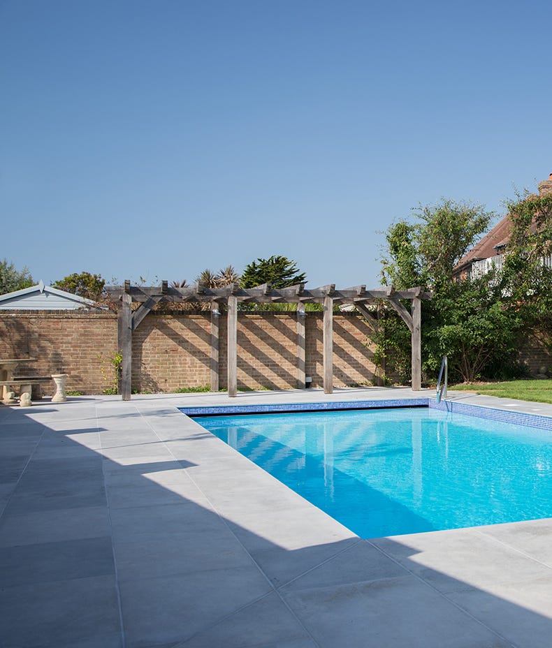 Corfe Limestone Bullnose Coping Etched Finish