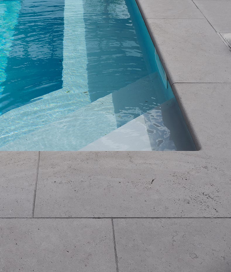 Corfe Limestone Bullnose Coping Etched Finish