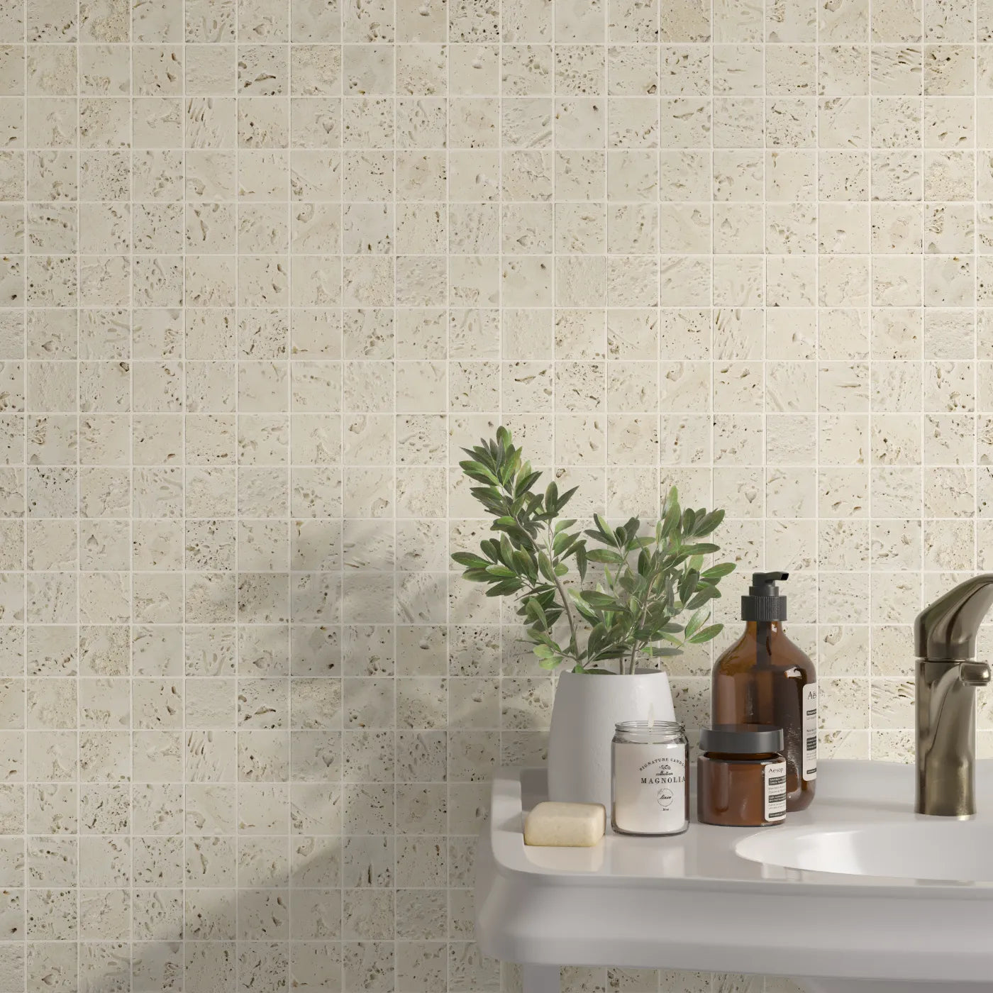 Lydia Antique Tumbled Travertine Mosaic
