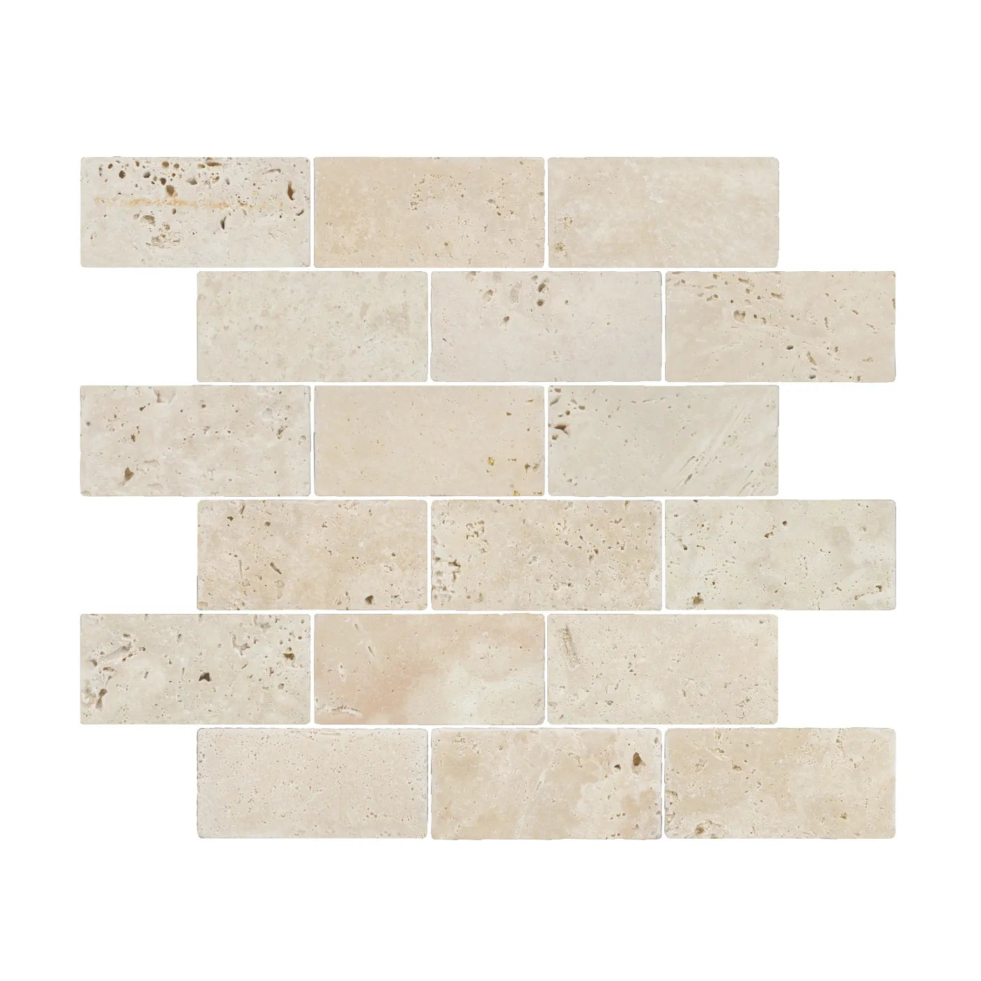 Lydia Classico Tumbled Travertine Brick Mosaic