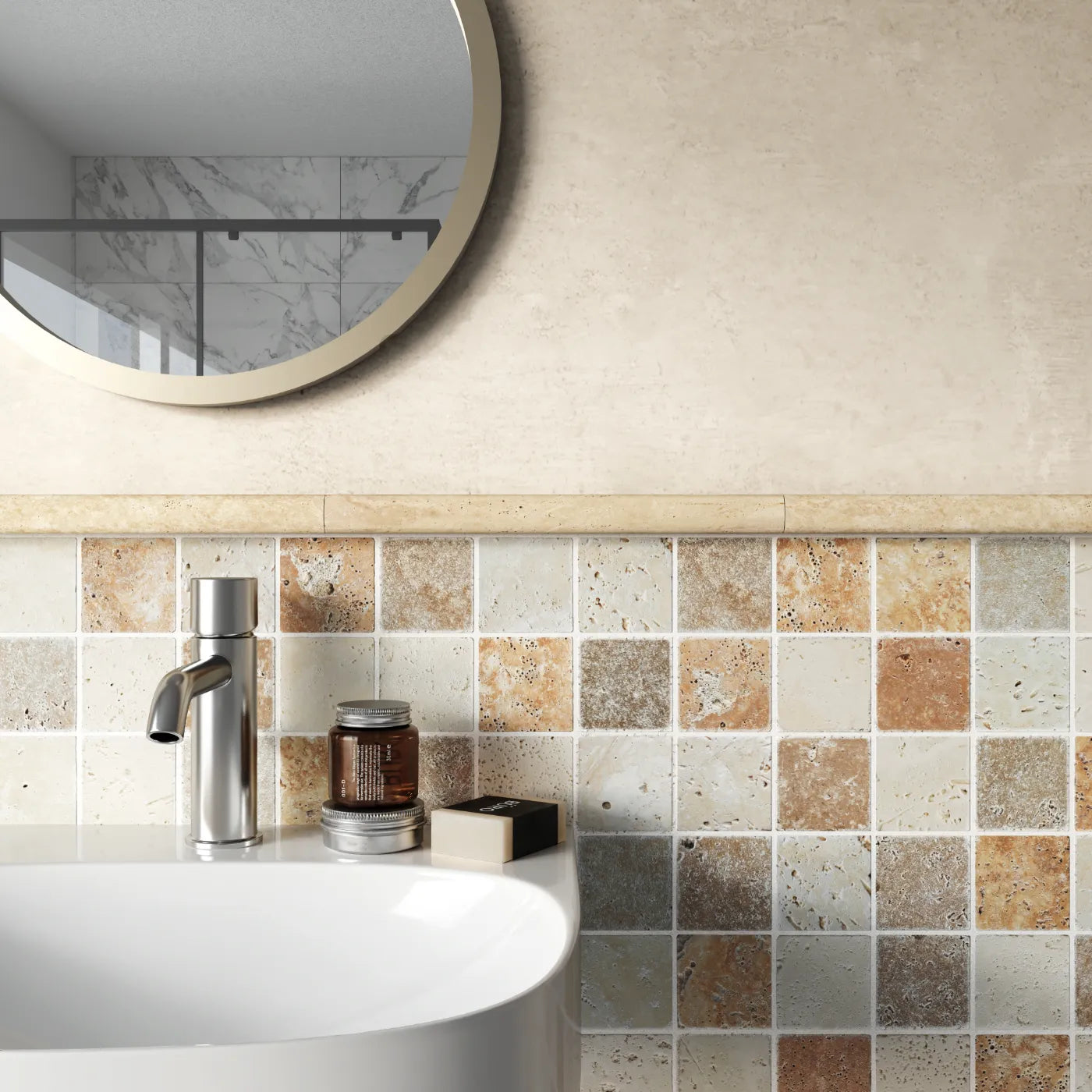 Lydia Classico Honed Travertine Pencil Border
