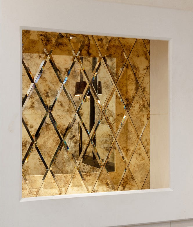 Rococo Mirror Diamond Brass