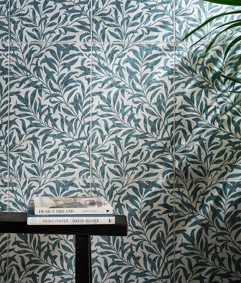 Silk Screen Ceramic Willow Cottage Teal