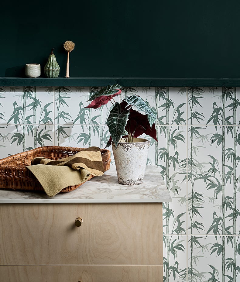 Silk Screen Ceramic Lantau Bamboo Smoke Green