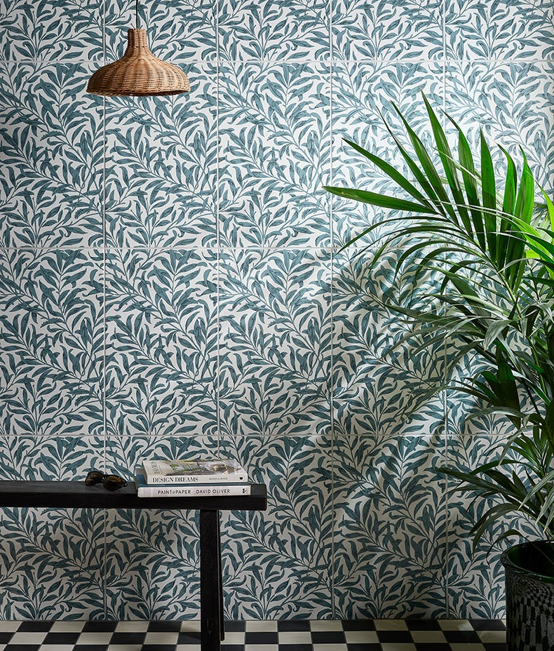 Silk Screen Ceramic Willow Cottage Teal