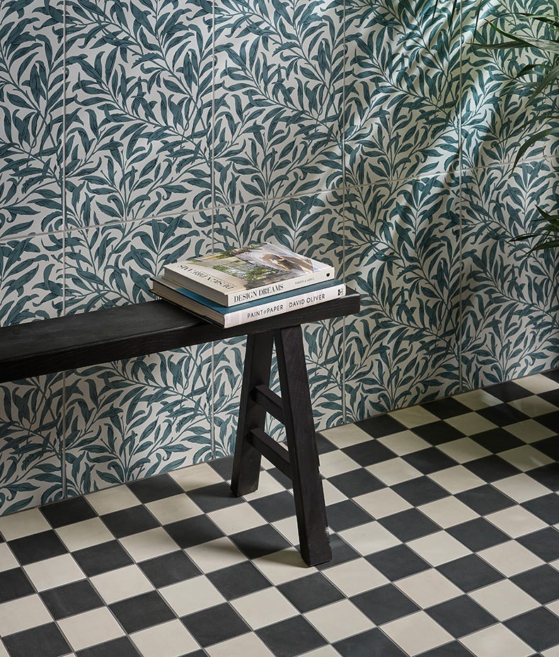 Silk Screen Ceramic Willow Cottage Teal