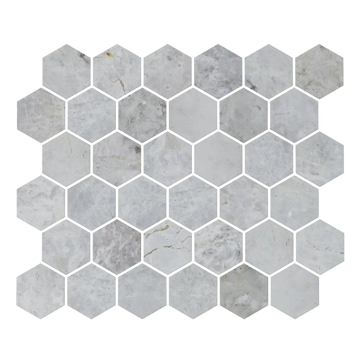 Silver Light Honed Marble Mosaic Hexagon