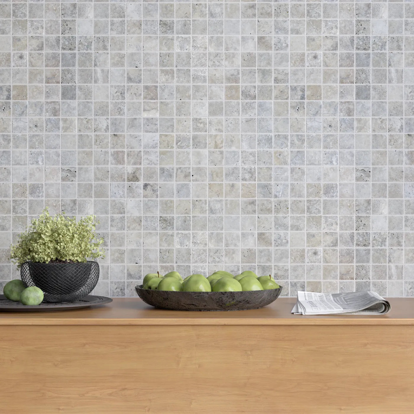 Silver Tumbled Travertine Mosaic