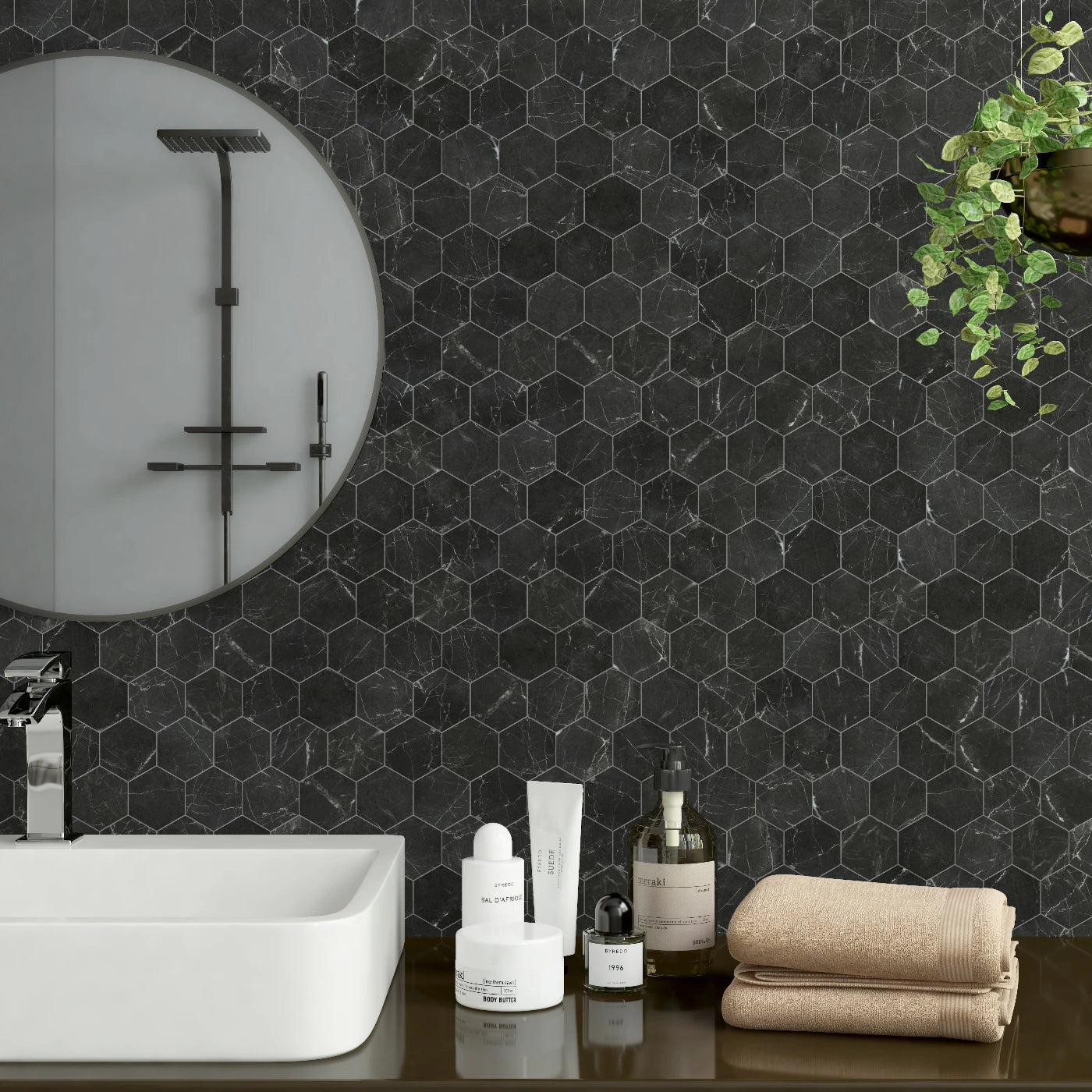 St Laurent Honed Marble Mosaic Hexagon