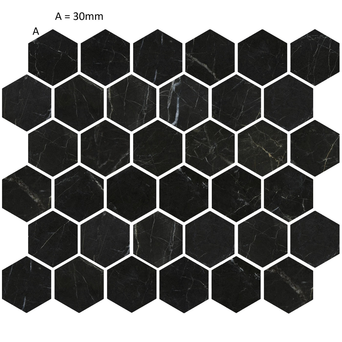 St Laurent Polished Marble Mosaic Hexagon