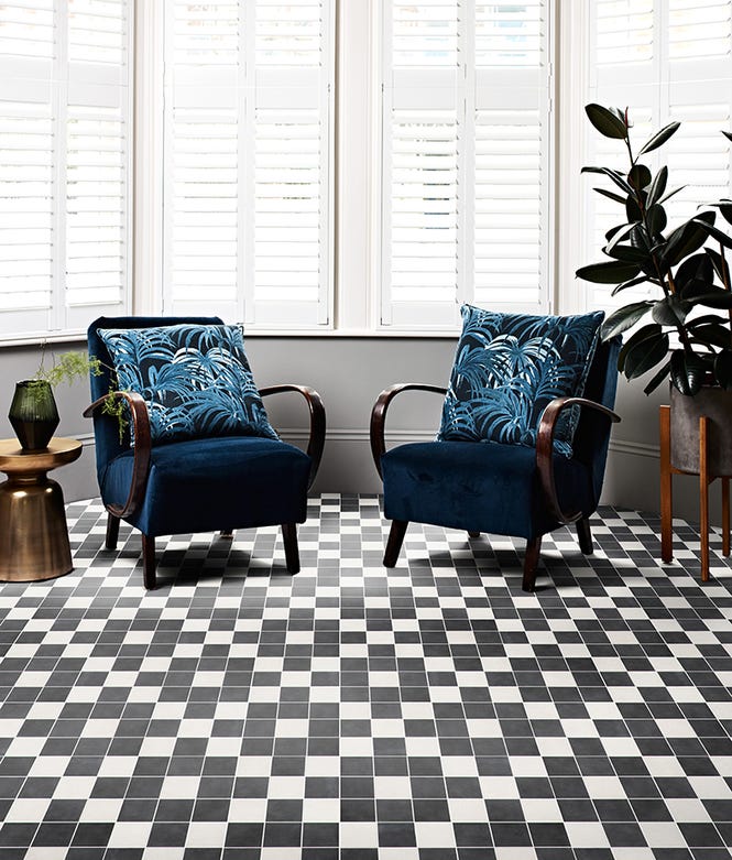 Victorian Style™ Porcelain Chequerboard Monochrome B