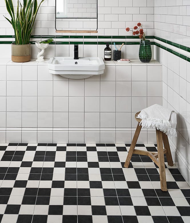 Victorian Style™ Porcelain Chequerboard Monochrome A