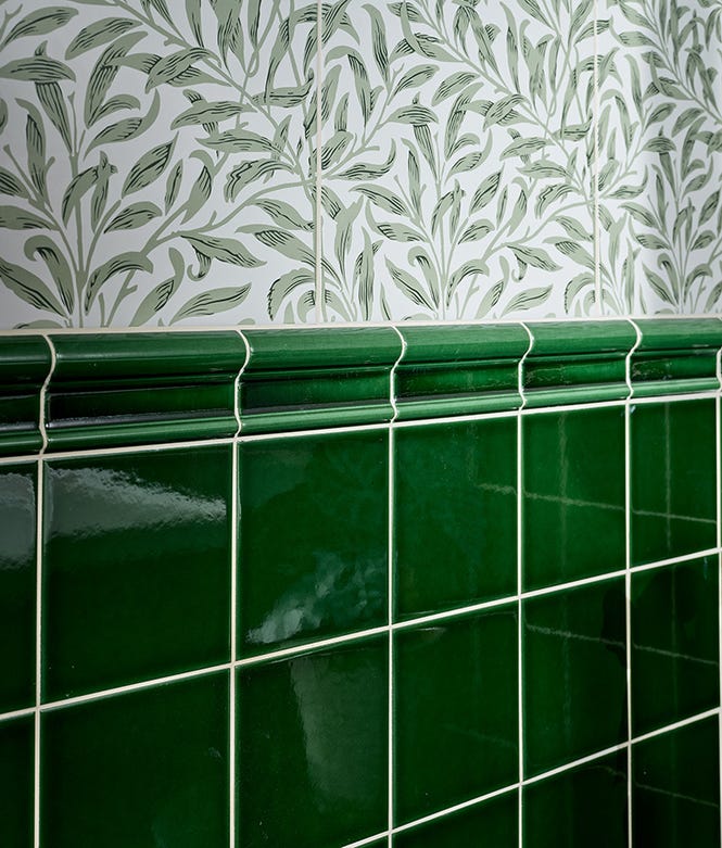 Victorian Style™ Ceramic Olive Green Crackle Glaze Dado