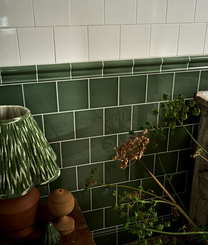 Victorian Style Wall Cabbage Green Square Gloss Finish