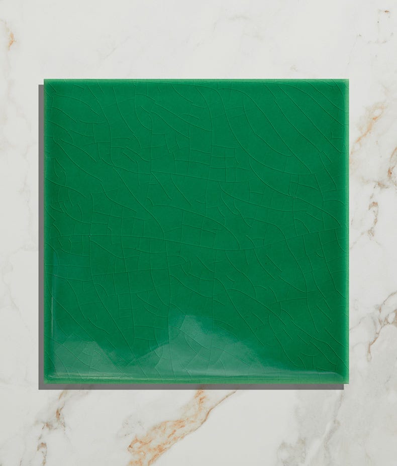 Victorian Style Wall Emerald Green Square Glaze Crackle Glaze Finish