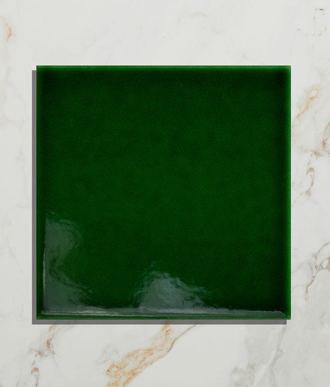 Victorian Style Wall Olive Green Square Glaze Crackle Glaze Finish