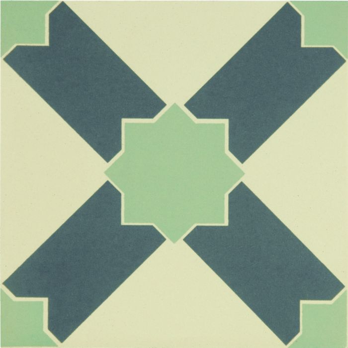 Alhambra Denim and Light Jade on White