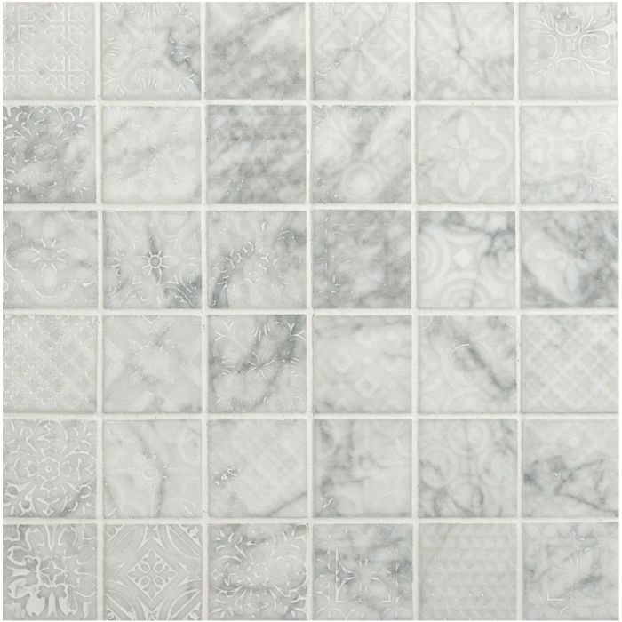 Alto White Marble Patterned Mosaic