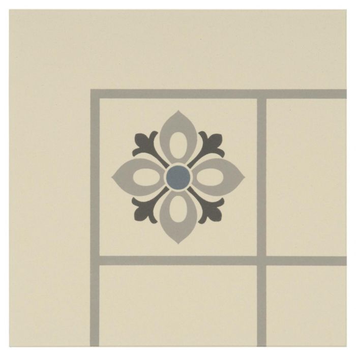 Bohemia Corner Light Blue, Light Grey and Dark Grey on White