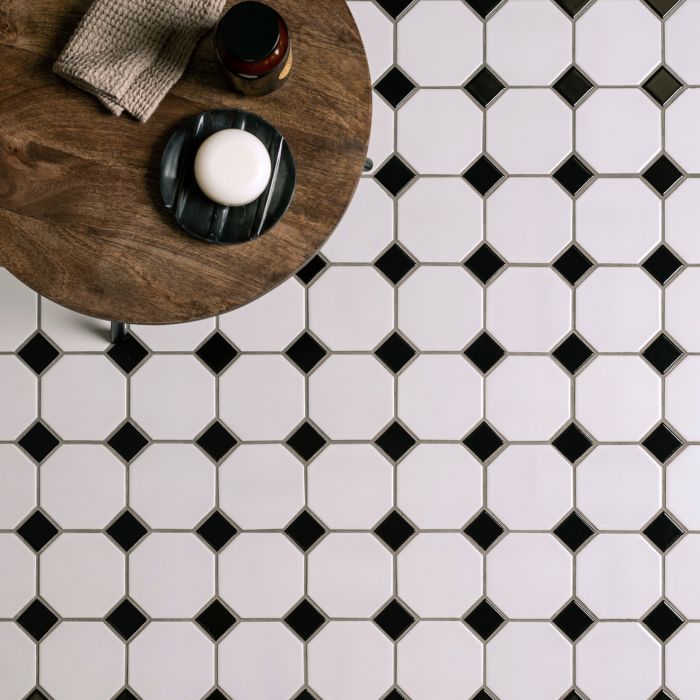 Classic Octagon and Dot Floor Mosaic Large