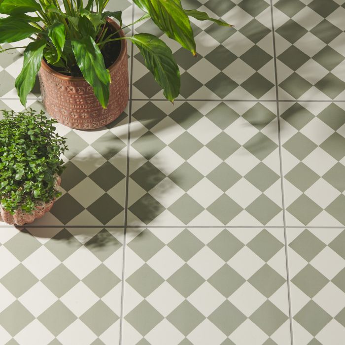 Harlequin Small Green on Chalk