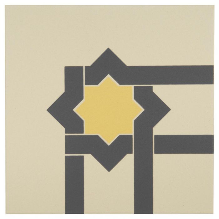 Iberian Corner Summer Yellow and Dark Grey on White