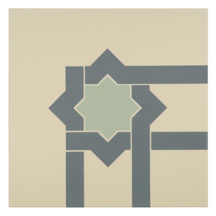 Iberian Corner Denim and Light Jade on White