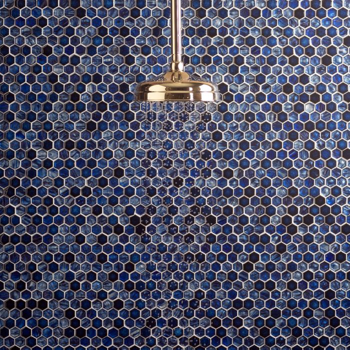 Lazuli Glass and Ceramic Hexagon Mosaic