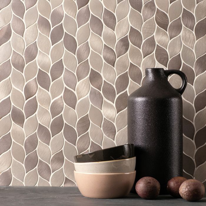 Leaf Aluminium Mosaic Beige Mix