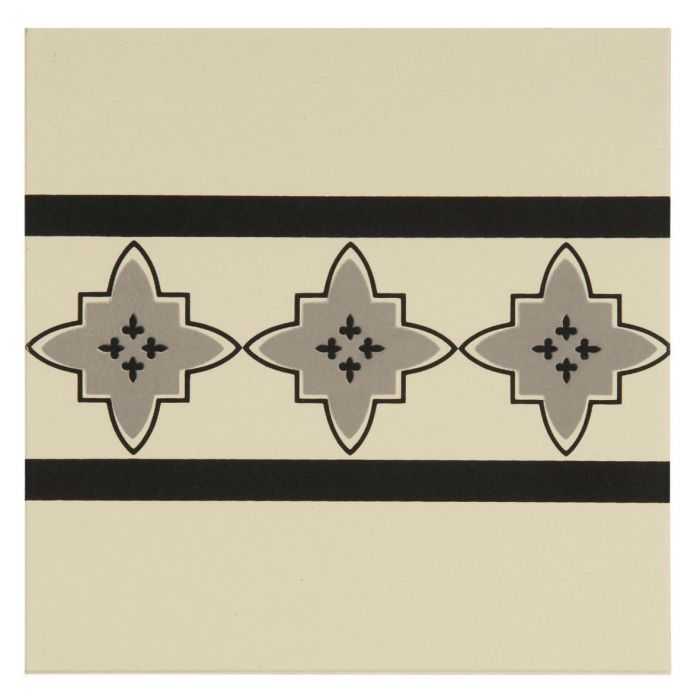 Marrakech Border Light Grey and Black on White