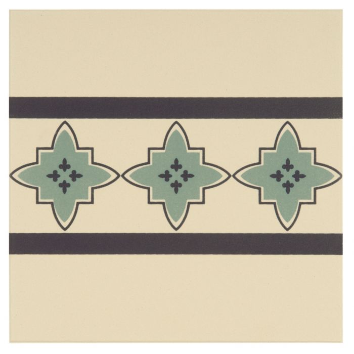 Marrakech Border Dark Blue and Dark Jade on White