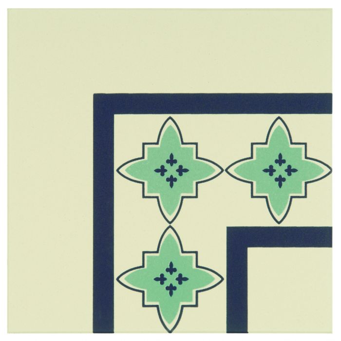 Marrakech Corner Dark Blue and Dark Jade on White